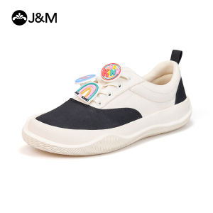 Joy&Mario Casual shoes flat cartoon fashion womens shoes canvas color-block lace-up shoes