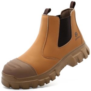 Men’s safety work boots featuring a steel toe for impact and puncture protection. These men’s boots are lightweight comfortable to wear and provide overall protection.