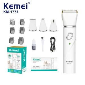 Kemei KM-1775 อุปกรณ์ตัดขนน้องสุนัข-แมวไร้สาย 4in1 พร้อมหัวตัด4แบบ ตะไบเล็บ ตัดแต่งขน ตัดขนตามซอกจุดเล็กๆ (พร้อมส่ง)