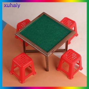 xuhaiy 1 Bộ 1:12 Dollhouse thu nhỏ Mạt chược bảng và ghế Mô hình đồ nội thất nhà mô hình trang trí nội thất đồ chơi nhà búp bê phụ kiện