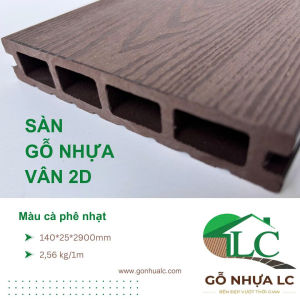 MÃ 140*25L-2D SÀN GỖ NHỰA VÂN 2D màu cà phê nhạt LÓT SÀN HỒ BƠI LỐI ĐI SÂN VƯỜN CHỊU MỌI THỜI TIẾT