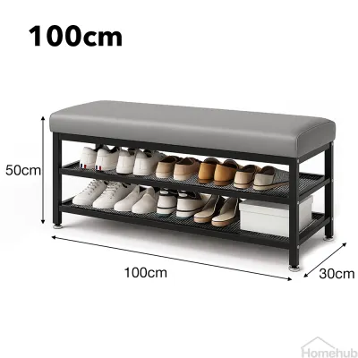 Homehub Cushion Shoe Bench Rack With Seat Outdoor Corridor Entryway Metal Changing Stool