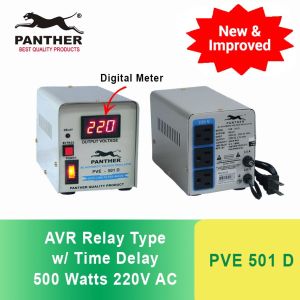 Panther PVE 501 D AVR Relay Type 220V AC Output with 3-5 minutes Power on Delay Automatic Voltage Regulator / Voltage Stabilizer Proudly Philippine Made