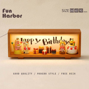 Bday vibes all day long Birthday Photo Frame Night Light Cute Japanese Style Figurine Decor Display Birthday Gift