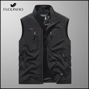 FUGUINIAO Mens multi pocket vest breathable sleeveless casual jacket fishing suit