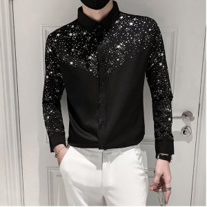 Áo sơ mi Nam Áo sơ mi dài tay phối hoa văn họa tiết ngôi sao nổi bật. Sang trọng lịch lãm. Mã H59