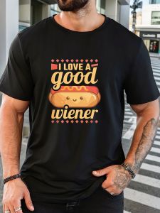 T-Shirt Print 100% Cotton I LOVE A GOOD WIENER Pattern Summer Round Neck Leisure Breathable Mens Short Sleeves Loose Daily Top