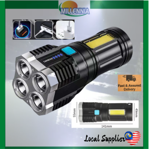 4 Modes Portable Torch Light Rechargeable COB Side Light LED Flashlight LED Torch Light Super Bright Flashlight Lampu Suluh LED  Lampu Suluh Taktikal