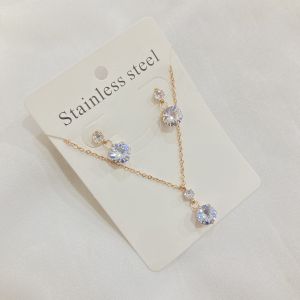 Set Kalung Anting Titanium Wanita Permata Korean Style SET01