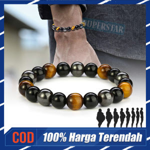 Gelang Batu Mix HEMATITE TIGER EYE Gelang Batu Kesehatan Original Stone Gelang Pria Dan Wanita