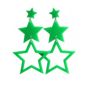 Sao tua rua dài bông tai lủng lẳng cho phụ nữ may mắn Hollow đồ treo trang trí hình ngôi sao Bông tai phóng đại Bông tai lấp lánh Wedding-Decor