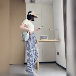 AMMIN กางเกงเอวสูงสไตล์เกาหลีผ้ายืดกางเกงขาม้าสำหรับผู้หญิงใส่ในฤดูร้อน2024เข้ารูปมีโบว์ปักลาย