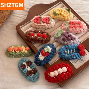 [COD] SHZTGM กิ๊บติดผมโครเชต์ขนสัตว์ทำมือน่ารักน่ารักและน่ารักกิ๊บติดผมหน้าม้ากิ๊บหนีบผมฤดูใบไม้ร่วงและฤดูหนาว