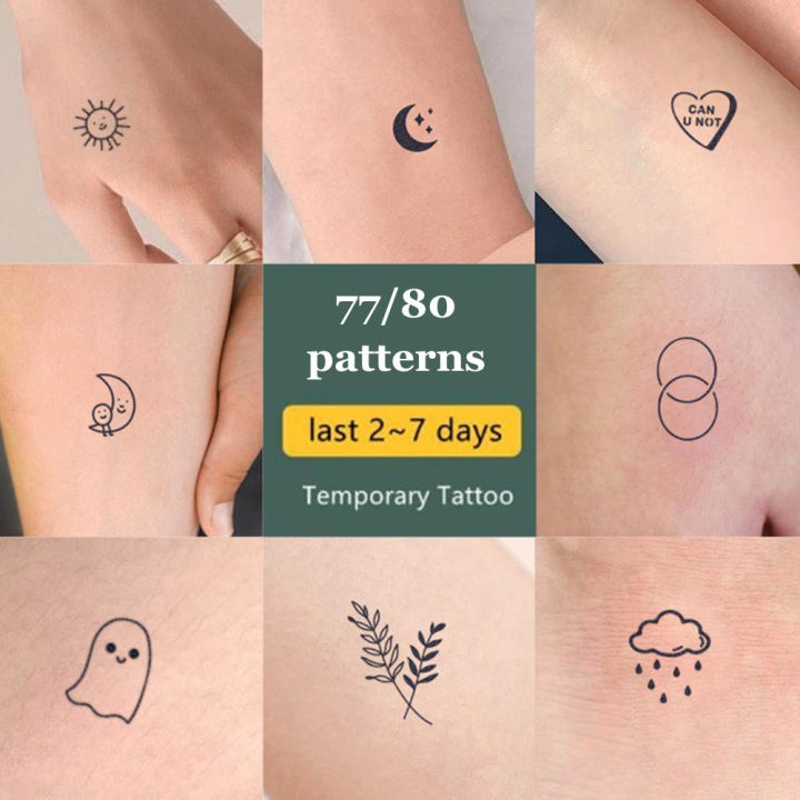 VANTATY 66 Sheets 3D Small Black Temporary Tattoos For Women Men Waterproof Fake  Tattoo Stickers For Face Neck Arm Children Tattoo Temporary Flower Birds  Star Realistic Tatoo Kits For Boy Girls Adults -