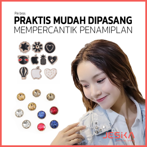 Pin bros peniti mini set aesthetic lucu cute unik mutiara bulat enamel wanita untuk jas tas hijab jilbab kerudung cadar kebaya baju wanita mewah