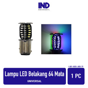 LED Stop 64 Mata Universal Lampu Belakang Bayonet 1157 Rem Stoplamp Brake Berputar Putar Strobo Kedap Kedip Rainbow Pelangi 360 Putih RGB Merah Biru Hijau