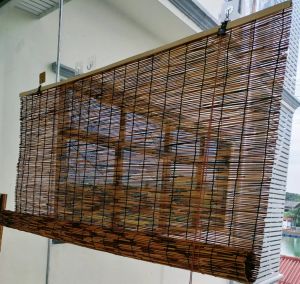 🚩Living🚩ม่านกกมีอุปกรณ์ดึง/ลอกดึงขึ้นลงได้ ม่านกันแสงวัสดุธรรมชาติ สีขาว/สีน้ำตาล