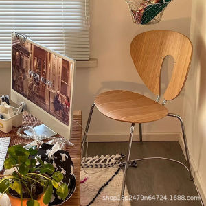 Modern Minimalist Backrest Chair Wooden Backrest Dining Chair Hollow Design Cafe Chair Lounge Chair