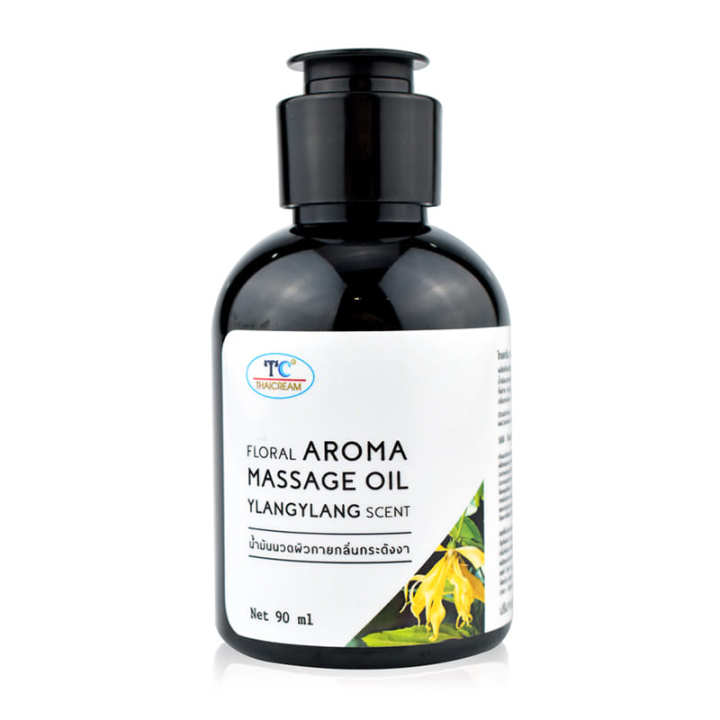 ไทยครีม น้ำมันนวด ตัว อโรม่า สปา  ออยทาผิว นวดน้ำมัน กลิ่นหอม กระดังงา 90ml thaicream floral aroma massage oil ylang ylang