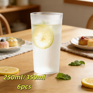 T-ORAS 6pcs High Grade Non Toxic Acrylic Cup Frosted Thickened Transparent plastic frosted cup