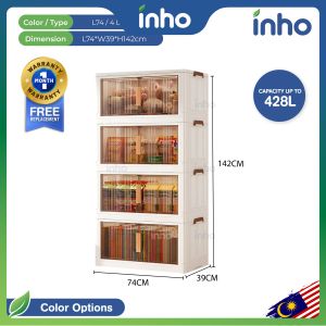 INHO L49-74cm (1-5 Layers) Double Doors Storage Box Stackable Foldable Multipurpose Storage Cabinet