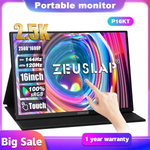 ZEUSLAP 16" 2.5K 144Hz Touch Portable Monitor 2560*1600 16:10 100%sRGB 500Cd/m² Travel Gaming Display for Laptop Switch ps4 ps5 Xbox