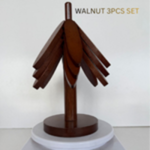 AMKado Alas Pinggan Kayu Pin Padu Pine Tree Heat Insulation Pad Bamboo Coaster Set Foldable Bowl Mat Minimalist Kitchen Decor Durable Natural Wood Material High Quality Craftsmanship Modern Design 现代简约木制隔热架 AMK