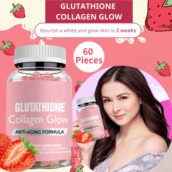 glutathione and collagen pills NATURE GLOW Glutathione Collagen Glow – Strawberry 3 Bottles x 60 Gummies |  Best Price Oman main image 0