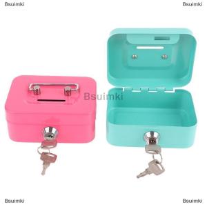 [COD] Bsuimki Tiền an toàn hộp mini tiền mặt hộp kim loại chìa khóa tiền ngân hàng nhỏ an ninh khóa hộp xách tay mạnh mẽ có thể khóa hộp tiền xu