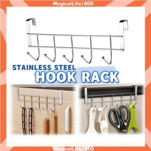 Stainless Steel Cabinet Rack Heavy Duty 5 Hooks Organizer Wall Hook Over The Door Hook Door Hanger Towel Hanger Hook