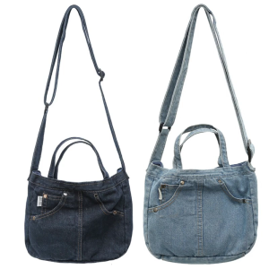 Stylish Washed Jeans Shoulder Bag Spacious Crossbody Purse Casual Satchel For Commuting Shopping And Traveling