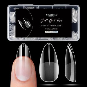 Modelones Medium Almond Nail Tips 500Pcs Pre-shaped Half Matte Full Cover False Nails Gel Nail Tips No Filed Stronger Adhesion Acrylic False Press on Nails for Nail Extension Christmas Nail Art