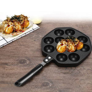 Nonstick Grilling Pan Cooking Plate 12 Holes Octopuses Meat Balls Mold Takoyaki Grill Pan Plate Cooking Grill Baking Pan