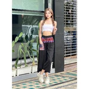 กางเกงพื้นเมือง : ตรงรูดแต่ง(กางเกง 8 ส่วน) ผู้หญิง/ผู้ชายก็ใส่ได้ ใส่สบาย K8325