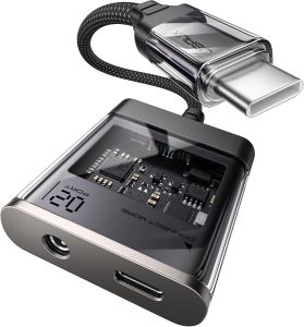 JSAUX USB C to 3.5mm Headphone and Charger Adapter 2 in 1 Type C to Aux Audio Jack Hi-Res 32bit/384kHz DAC PD 60W Fast Charging for iPhone 16 15 Pro Max Samsung Galaxy S24/S23/S22 Pixel iPad