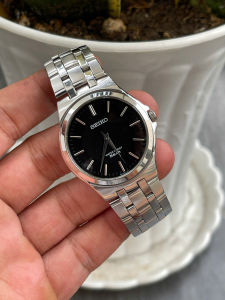 Đồng hồ nam Seiko mặt đen size mặt 35mm chạy pin hàng si
