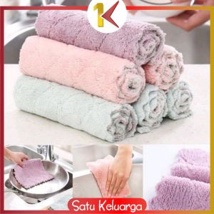 SK-C225 Kain Lap Piring Anti Minyak Bahan Coral Fleece / Kain Lap Dapur Microfiber Serap Air