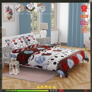 Sprei katun motif round brown aesthetic anti geser king size LP
