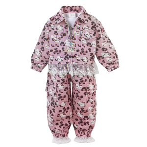 Christmas gifts Halloween Anime Cartoon Sanrio Girls Autumn Coat Hello Kitty New Kawaii Princess Korean Childrens Work Pants Student Soft Sweet Sets