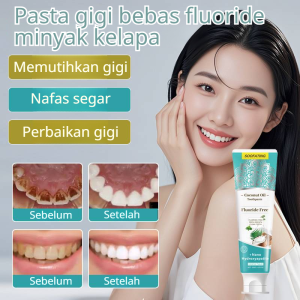 Pasta gigi minyak kelapa memutihkan menghilangkan kekuningan dan bau mulut tidak mengandung fluoride menghilangkan karang gigi noda asap dan bau membuat napas Anda segar