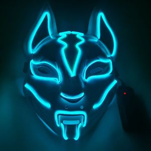 Fortnite Sky Fox LED Glow Mask Light Up Japanese Anime Fox Mask Luminous LED Mask Game Theme Mask Halloween Party Cosplay Face Mask