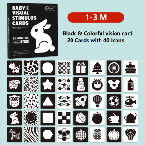 SG-Montessori Toy Baby Visual Stimulation Card Black and White High Contrast Flash Card Cognition Early Childhood Education