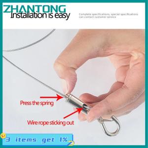 ZHANTONG Adjustable Automatic Wire Rope Spring Hook Clothesline Hanging Solution System Suspension Code Stainless Steel Cable