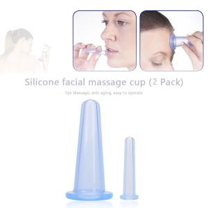 DORISNA [Free Scraping Board] 2pcs/set Silicone Cupping Suction Can Vacuum Face Massage Cup Face Leg Arm Relaxation Facial Skin Lifting Tool