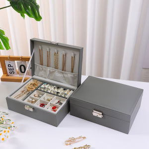 Hộp Trang Sức Cao Cấp Bọc Da 2 Tầng Có Khóa Hộp Đựng Dây Chuyền Lắc Đeo Bông Vòng Tay
