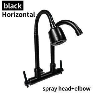 Flexible Kitchen Tap [Dual Tube Dual Control] 360° Omnidirectional Rotation Sink Faucet Rapid Drainage for Kitchen Basin