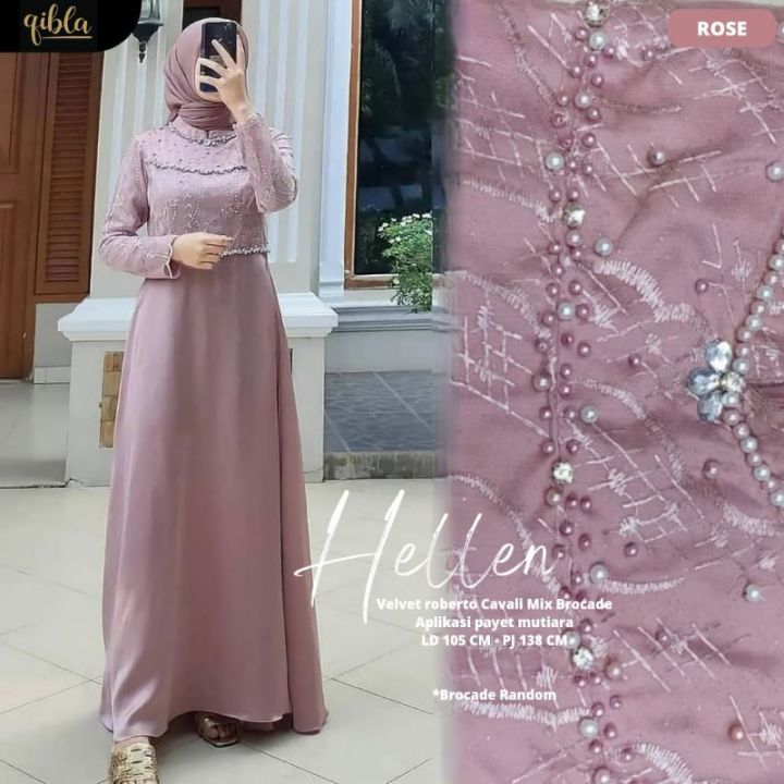 COD Hellen Gaun Pesta Rose Gold Dusty Nude Jumbo Ld 105 120 M XXXL Umbrella Dress Brokat Gamis Kondangan Broklat By Cahya Lazada Indonesia