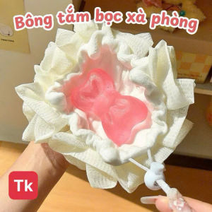 Bông Tắm 2in1 Bọc Xà Phòng Tạo Bọt Mềm Mịn Bông Lưới 2 Lớp Đựng Xà Bông Chà Lưng Tẩy Tế Bào Chết