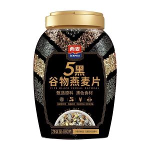 Ximai 5 Black grain oatmeal in a tub high protein black sesame and rye mix convenient nutritious breakfast 5 Black Cereal Oatmeal Barreled High Protein Black Sesame Rye Mixed Lazy Nutritious Breakfast