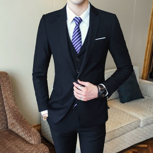Ready Stock 3 Piece Set Men Business Suit Formal Suits Slim Men Wedding Suit